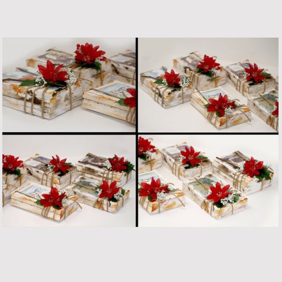 Rustic Christmas Holiday Floral Arrangement Centerpiece, Upcycled, Books, Shabby - Picture 4 of 5